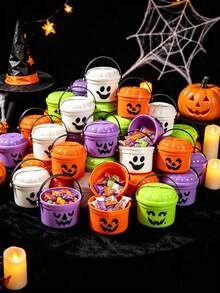 1/4 Halloween Kürbis Geschenk Eimer, Mini Tisch Dekoration, 3,5*5cm Eimer-förmige Dekorationen, Happy Halloween Dekoration, Tisch Ornamente, Halloween Party Dekorationen, Halloween Geschenke, Halloween Party Zubehör, Gruselige Atmosphäre Dekoration, Heim Dekoration, Party Gastgeschenke - mehrfarbig - Übersicht 2