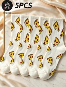 Kaos Kaki Kasual Setengah Betis Motif Pizza untuk Pemakaian Sehari-hari - MultiWarna - View 5