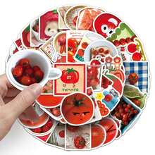 50 Tomato Graffiti Stickers Korean Ins Style Irregular Shaped Stickers DIY Hand Account Collage Decoration Material Student Card Notebook Glass Luggage Decorative Stickers School Necessary Stickers Cute Stickers Halloween Back To School - Multicolor - View 2