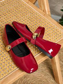 Exclusive Launch: Vintage French Square Toe Mary Jane Flats, Red, Elegant Versatile, Soft Sole, Fashionable Yet Comfortable For All-Day Wear In Summer, New Arrival, Minimalist, Casual Slip-On With Strap, Ideal Gift For Valentine's Day, Mother's Day, Weddings, Parties, Office Wear (Runs Small, Narrow Fit, Suggest Ordering One Size Up) - Red - View 7
