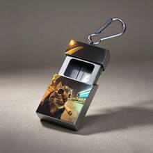 1pc Cat Funny Print Portable Ashtray With Pull-Up Design, Cat Reminder Pattern, Ashtray Gift - One Size Fits All - View 3