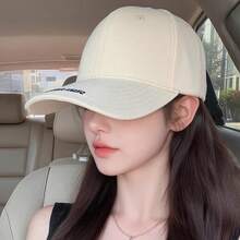 1件新款美式棒球帽 女款 寬帽簷 大臉顯瘦 時尚刺繡字母 深色加大號 硬頂棒球帽 - 彩色 - 查看 3