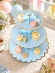 1pc Foldable Cake Stand, Thickened Floral Design, Fresh Macaron Color, Dessert Display Rack, Suitable For Birthday Party, Baby Shower, Wedding Dessert Table, Afternoon Tea, Holiday Gathering, Proposal Decoration, 1st Birthday Party, Picnic - Multicolor - View 1