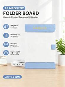 Bảng kẹp hồ sơ nam châm A4 in tên/logo tùy chỉnh, bìa da PU mềm chống nước có nắp nam châm, tấm viết màu tương phản di động, phù hợp cho họp văn phòng và công tác, túi đựng tài liệu lưu trữ có thể tùy chỉnh tên - Nhiều màu - Xem 2