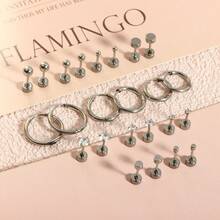 24 Pcs Hypoallergenic Stainless Steel Cartilage Earrings Gold Flat Back Studs Unisex Small Hoop Screw Studs Cartilage Helix Lobe Earring - Ear Stud - View 8