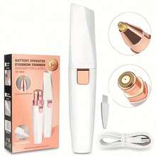 Mini dispositivo de depilación con forma de lápiz labial, recortadora 2 en 1 para rostro y cejas de mujer, afeitadora portátil para viaje y hogar, adecuada para rostro, cejas, vello nasal, vello axilar, regalo perfecto unisex, regalo festivo - Blanco - Ver 13