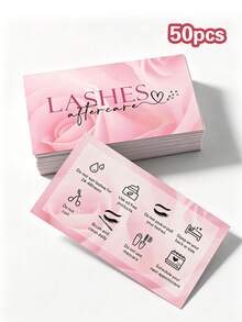 20/50pcs Pink Rose Lash Aftercare Instruction Cards, Eyelash Extension Care Guide Note Cards For Lash Salon Business Package Insert Beauty Stationery - Sets - View 6