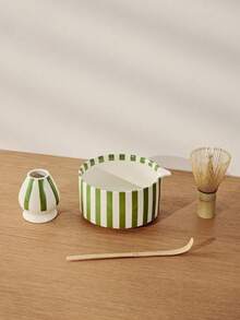 Haus Hana Black Striped Japanese Matcha Tea Set – Complete Whisking Kit With Bowl, Whisk, Scoop & Gift Box - Multicolor - View 8