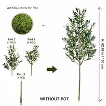 PKFC 1pc Artificial Olive Tree, Tall Branch Faux Plant, Plastic Leaves, Indoor Decorative Plant, Suitable For Home Decor, Valentine's Day, Birthday Gift, Graduation Ceremony And Other Occasions - Multicolor - View 9