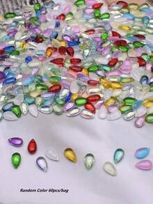 60 piezas de cuentas de vidrio mixtas de 9x14mm de color aleatorio para hacer joyas - Multicolor - Ver 6