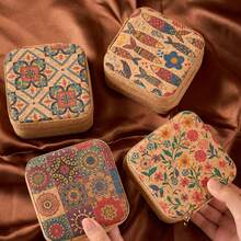 KYPHIREL 1pc Mini Vintage Printed Jewelry Box, Can Store Earrings, Rings, Necklaces, Travel Storage Box, Back To School Jewelry Earring Storage Box - Multicolor - View 3