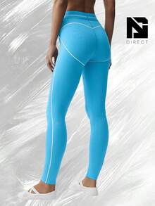 Airbrush High-Waist Heart Throb Legging - 天藍色/白色 - 查看 2