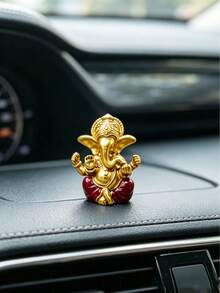 1pc Mini Buddha Statue For Car Dashboard, Red Gold Shakyamuni Buddha Figurine, Hindu Buddhist Decor For Vehicle Home Desk Ornament - A - View 7