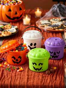 1/4 Halloween Kürbis Geschenk Eimer, Mini Tisch Dekoration, 3,5*5cm Eimer-förmige Dekorationen, Happy Halloween Dekoration, Tisch Ornamente, Halloween Party Dekorationen, Halloween Geschenke, Halloween Party Zubehör, Gruselige Atmosphäre Dekoration, Heim Dekoration, Party Gastgeschenke - mehrfarbig - Übersicht 7