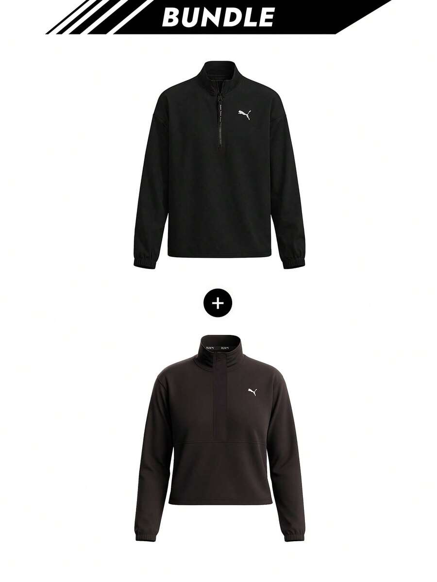 Puma [Bundle] Classics damjacka svart + Smash Run Evolve damjacka med 1/4 dragkedja svart - Svart - Visa 1