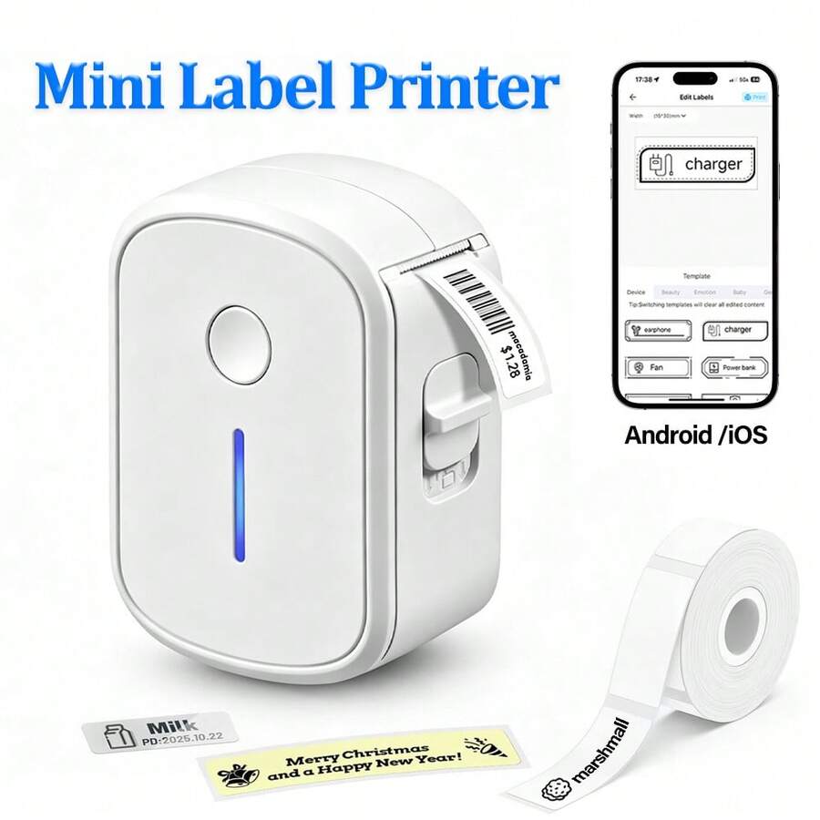 Marklife Printer Label Mini Portabel Bluetooth Tanpa Tinta, Printer Termal, Pembuat Stiker dan Label Nama, Mesin Pelabelan Mini Perekat - MultiWarna - View 1