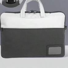 1 Stück zweifarbige Laptoptasche mit Handgriff, abnehmbarer Umhängegurt für 16-Zoll Notebooks und Büroalltag - cremefarben - Übersicht 3