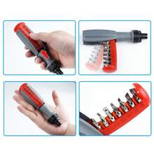12-In-1 Professional Magnetic Ratchet Screwdriver, Multi-Function Precision Screwdriver Set Tool All-In-One, Portable Multi-Purpose Screwdriver, Hidden Storage Compartment Design, Includes Flat/Hex/Torx/Square Bits, Compact Storage And Easy To Organize, Effectively Saves Storage Space, Suitable For Car And Home Repair - Ratchet Screwdriver - View 11