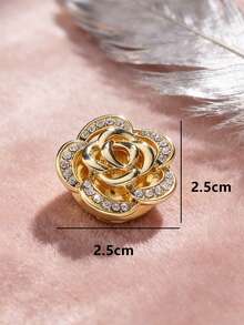 6pcs Minimalist Light Luxury Rhinestone Rose Cufflinks For Women,Clothing Accessories, Suitable For Daily And Holiday Wear, Gifts For Friends - Gold - View 7