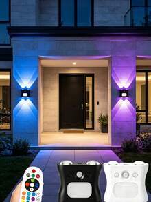 1 Set (2pcs): 1 Remote Control + 1 Smart Wall Light, 16-Color Smart Sensor RGB Wall Light Night Light, Magnetic Installation, Remote Control Operation, USB Rechargeable, Suitable For Bedroom, Living Room, Game Room And Holiday Party Lighting - 4-head Cat Eye Motion Sensor Wall Light - View 4