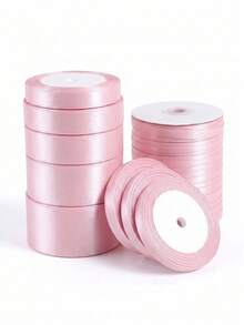 1 Rollo 25 Yardas Cinta de Embalaje Rosa con Lazo, Cinta Colorida, Cinta de Satén de Poliéster, Cinta de Seda para Caja de Regalo, Cinta Tejida Jacquard - Rosa - Ver 7