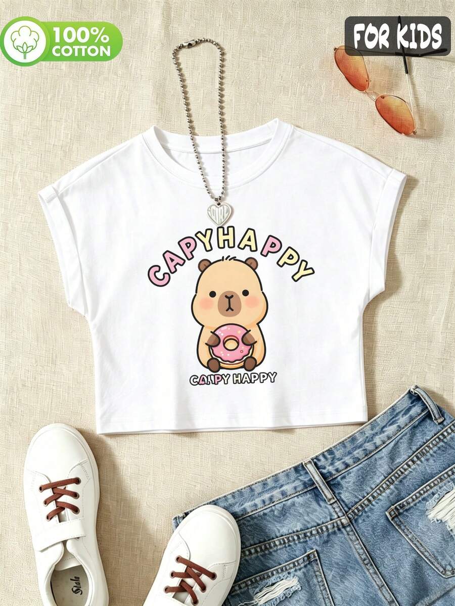 Girl Pure Cotton Raglan Short Sleeve T-Shirt (Female) - But Must Start With Chinese Prefix? Wait Constraints... - White - View 1