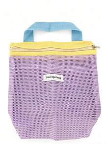 Dopamine Style Colorblock Makeup Bag, Portable Travel Handbag & Toiletry Storage Bag, Mesh Design, Suitable For Storing Cosmetics And Toiletries, Lightweight And Practical, Travel Essential - Multicolor - View 16