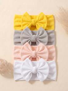 4pcs Bow Knot Elastic Soft Headbands, Pretty Girls Headbands Suitable For Daily Wear And Matching - Multicolor - View 8