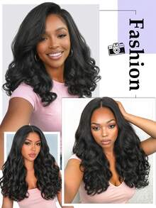 Yaki Deep Wave Clip In Hair Extension Synthetic Hair Kinky Hairpieces Long Yaki Kinky Curly Hair Extensions Black Body Wave Wig For Women Full Hair Pieces Curly Wave Kinky Clip In Hair Extensions - Natural Black - View 6