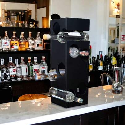Hogare, Porta Vinos de Madera, Cava de Vinos, Estante para Botellas de Vino, 8 Botellas, Estante de Torre para Vinos
