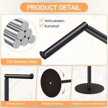 1pc Stainless Steel Freestanding Toilet Paper Holder, Weighted Stable Base, No-Drill Floor Standing Toilet Paper Storage Rack, Rust-Proof Bathroom Accessory, Suitable For Home, RV, Hotel - Multicolor - View 4