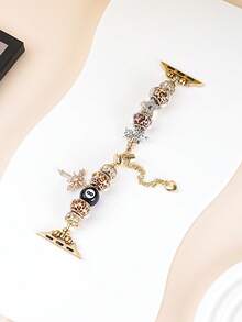 1 Damen-/Mädchen-Armband für Apple Watch im Leopard Muster, Gold, kompatibel mit Apple Watch Series 11 10 9 8 7 6 5 4 3 2 1, 38/40/41/42/44/45/46/49 mm, Ultra 1/2/3, SE, perfektes Geschenk für Partys, Bankette, Feiertage und den Alltag - Gold - Übersicht 2