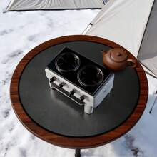 30In Round Fire Pit Mat Fiberglass Black Free Standing - A - View 3