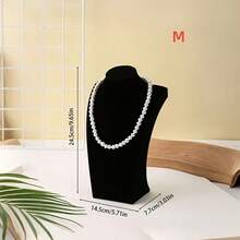 1pc Model Necklace Display Stand, Velvet Mannequin Necklace Jewelry Pendant Hanging Rack, Window Jewelry Exhibition Prop, Back To School Jewelry Display Rack, With Drawer Box, Suitable For Storing Earrings, Necklaces And Jewelry, Equipped With Wooden Base, Desktop Storage Box And Multi-Functional Hanging Storage Rack - Black - View 11
