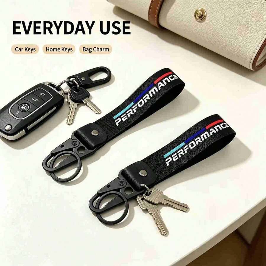 Nylon Printed Logo Lanyard Keychain Key Ring For BMW, M Performance E90 E60 E46 Car Accessories Fashion Gift Key Ring - A - View 1