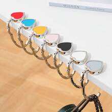 Heart Shaped Foldable Metal Hook - Portable Handbag Holder Stand For Table, Desk, Compact Bag And Keychain Accessories - Multicolor - View 6