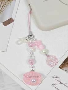 1pc Summer Ocean Vacation Style Phone Charm, Conch Shell Starfish Seashell Pearl Star Phone Chain, Phone Accessory, Keychain, Bag Pendant - Laser Shell - View 16