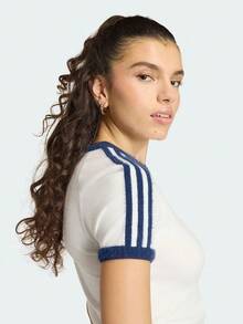 Adidas Originals Kaos Rajut Wanita Lengan Pendek Tanpa Kerah TKS9952 - Blue and White - View 4