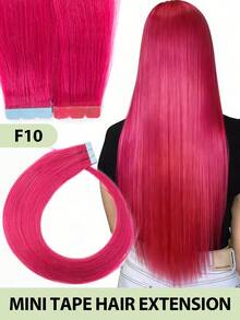 Mini Tape-In Hair Extensions, Real Human Hair, Colorful Invisible Tape-In Hair Extensions, Highlight Color, Party Hair Accessories, Ready To Wear, No Glue Needed, Suitable For Holidays, Festivals, School Supplies, Parties, Weddings, Daily Wear, Suitable For All Women, Girls, Brides - Multicolor - View 20