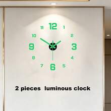 Reloj de pared DIY que brilla en la oscuridad, diseño creativo con superficie de espejo, pegatina decorativa de pared, reloj decorativo minimalista, reloj de pared silencioso, pegatina de pared creativa para sala de estar y dormitorio (el modelo que brilla en la oscuridad solo brilla en ambientes oscuros) - Multicolor - Ver 20