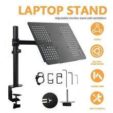 Monitorarm Mit Belüfteter Laptop-Ablage, Voll Einstellbar Für 13–32-Zoll-Bildschirme & Notebooks Bis 16 Zoll, Neigbar, Schwenkbar & Drehbar Mit Zwei Befestigungsoptionen – Ergonomisches Schreibtisch-Setup Für Programmierer, Home-Office-Arbeiter & Multi-Monitor-Händler - Übersicht 7