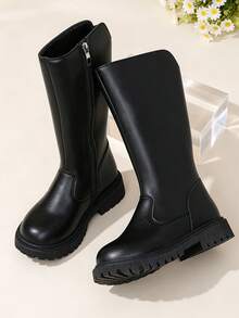 2026 New Korean Style Elegant High-Top Riding Boots For Girls, Anti-Collision Toe Cap, Wear-Resistant Thick Sole, Soft Matte Upper Chelsea Boots, Comfortable Fashion, Versatile For Campus, Outdoor, Spring/Autumn/Winter, Black Long Boots - Black - View 6