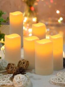 4/12pcs Flameless Candle Lights With Timer Remote Control, Battery Powered Flickering Wish Candles For Outdoor Use, Suitable For Christmas, Valentine's Day, Halloween, Proposal, Wedding, Gift, Birthday, Party - White - Warm Light - View 4