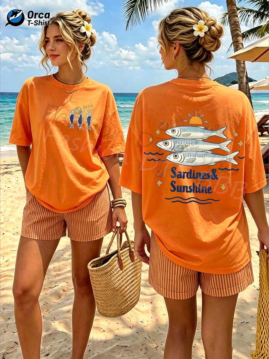 Women T-Shirts - 橘色 - 查看 1
