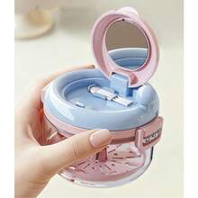 Dental Denture Cleaning Box, Orthodontic Retainer Storage Case, Cleaning Soaking Cup With Drainage Slot, Storage Container For Soaking Items, Suitable For Travel Cleaning, Equipped With Mirror And Brush - A - View 5
