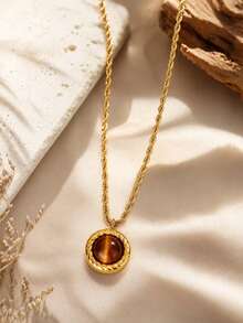 1 Set Style Geometric Design Stainless Steel Women's Pendant Necklace Suitable For Daily Wear - Yellow Gold - View 9