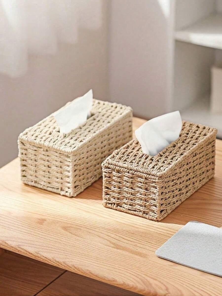 Haus Hana 1 Peça Caixa de Lenços Feita à Mão com 3 Opções de Cor, Estilo Estético Oriental Zen para Sala de Estar, Quarto, Escritório