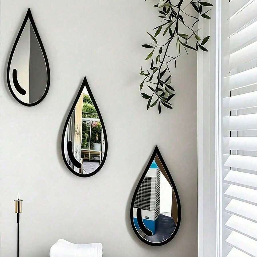 1pc/2pcs Women's Favorite Raindrop Wall Mirror, Minimalist Bohemian Style Vanity And Bathroom Decor