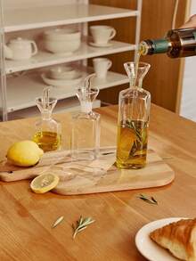 Haus Hana 1 pieza Botella de vidrio para aceite, dispensador de aceite transparente, lata de aceite, recipiente para condimentos, utensilio de cocina, suministros de cocina, accesorio de cocina - Multicolor - Ver 1