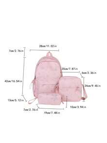 Dedoo Large Capacity Student Backpack, College Campus Use, 3-Piece Backpack Set, Glitter Star Print Multi-Zipper Pockets, With Crossbody Pencil Case - Pink - View 10